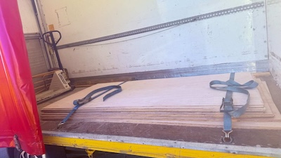 Photo of pallet loaded and strapped down