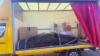 Photo of pallet loaded and strapped down
