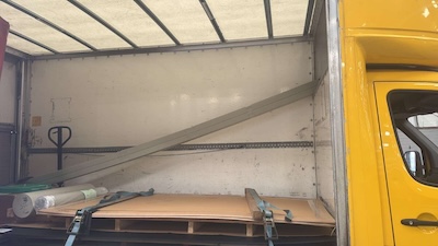 Photo of pallet loaded and strapped down