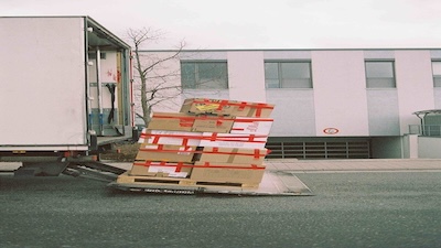 Photo of pallet loaded and strapped down